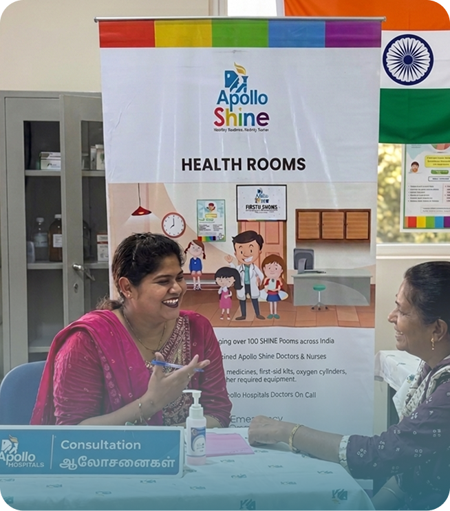 Apollo Shine health room — student consultation